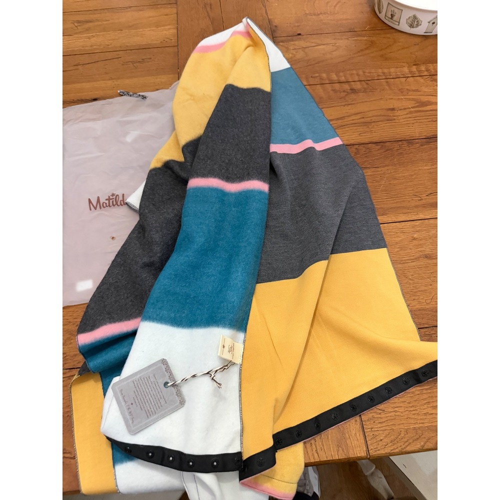Matilda Jane Clothing OS Snap Wrap Scarf Colorblock Yellow Teal Gray Pink